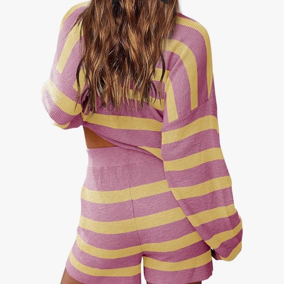 Striped Pink and Yellow Sweater Set - Picture 3 of 3
